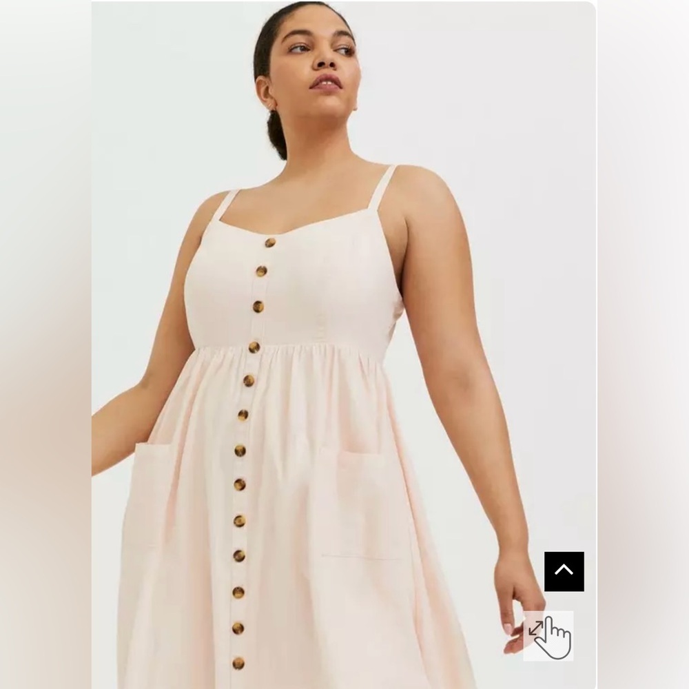 TORRID MID LINEN BUTTON-FRONT DRESS - Picture 4 of 6